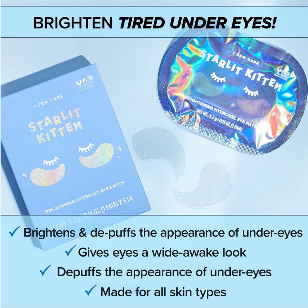 $3β€οΈβπ₯ Dew Care Starlit Kitten Brightening Hydrogel Eye Patch π NEW - Picture 3 of 8